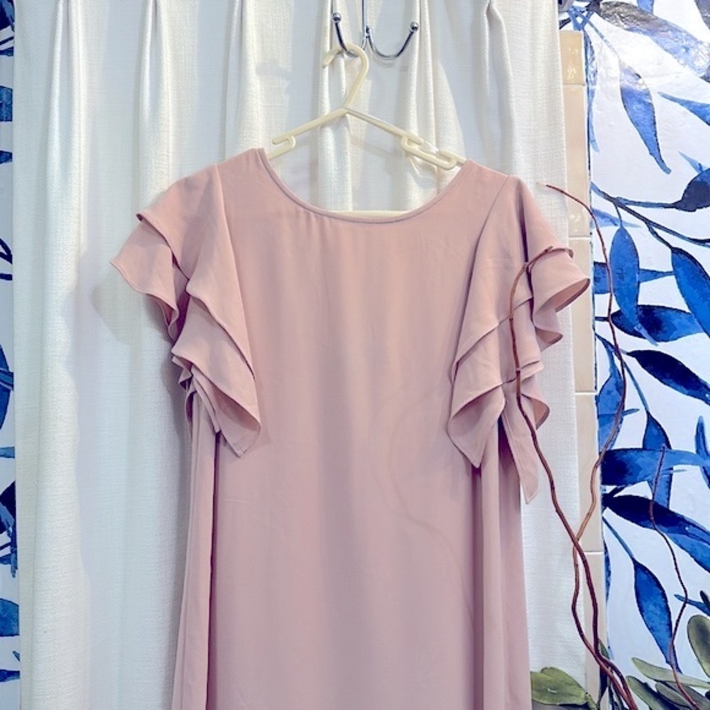 NWT Women’s ABS Collection 100% Polyester Ruffle Trim Dress Size Small - Picture 3 of 10
